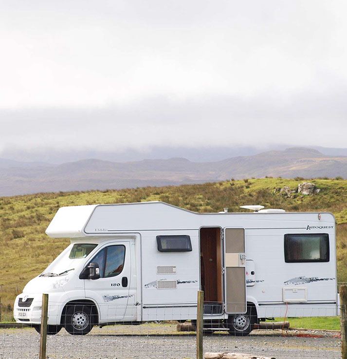 Motorhome on a gravel pitch