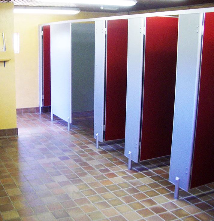 Inside the shower block