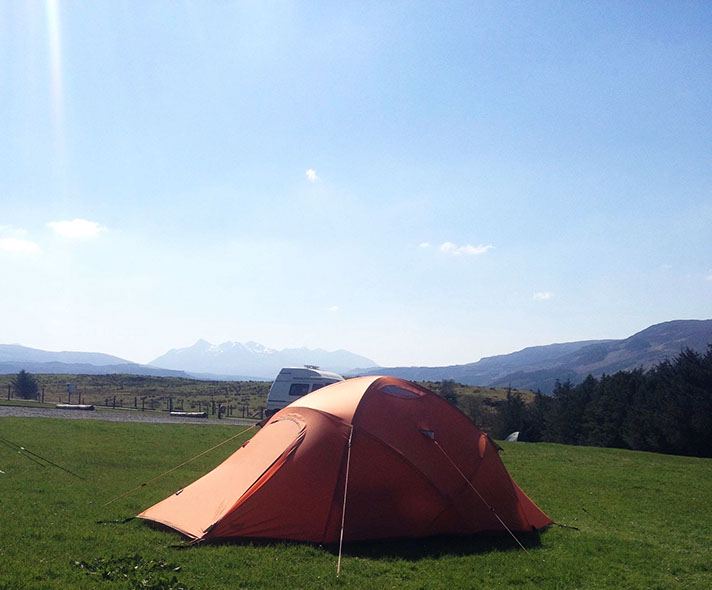 Tent pitch looking to the Cuillin