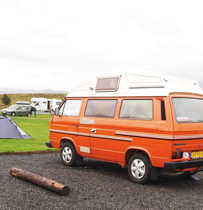 Campervan on gravel hardstanding