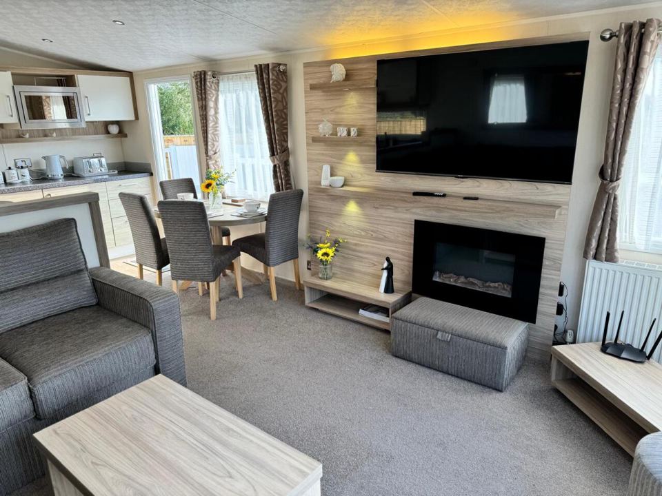 Lounge with fire and TV