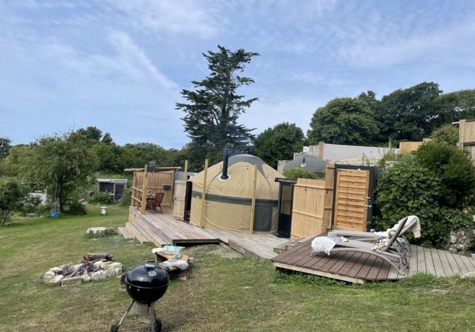 Yurt with barbecue and fire ring