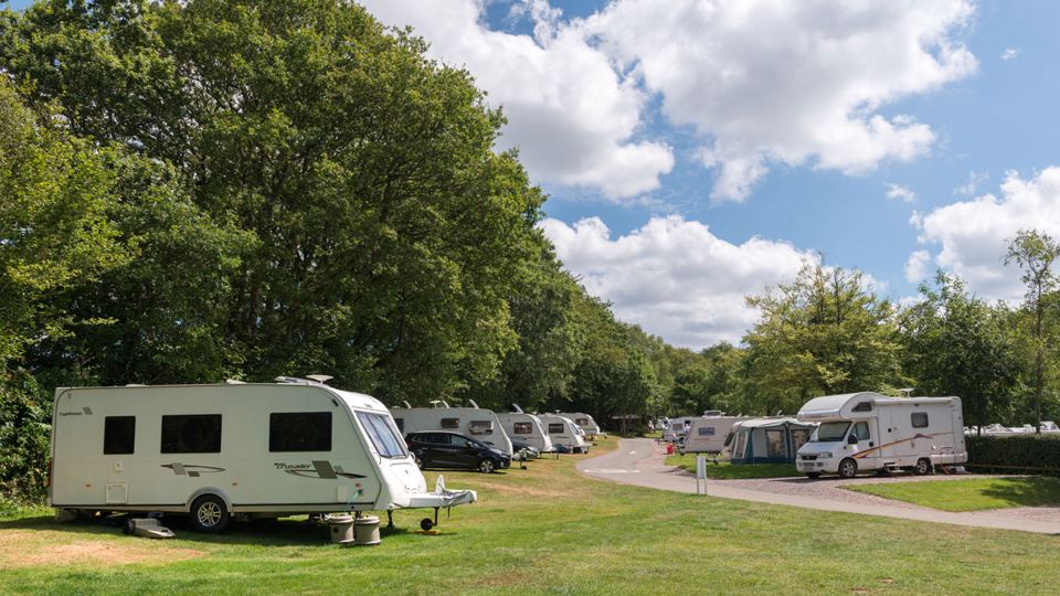 Caravans on the grass pitches