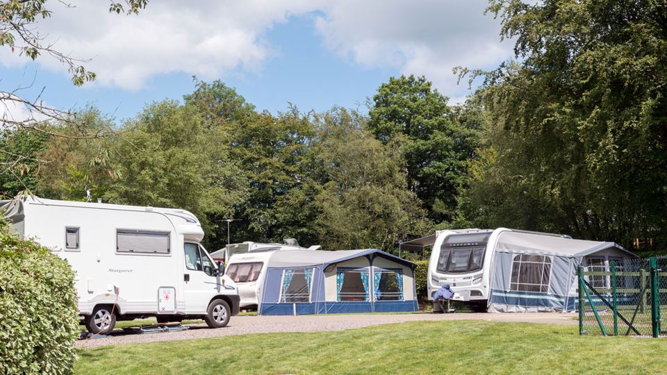 Motorhome and caravans on the pitches