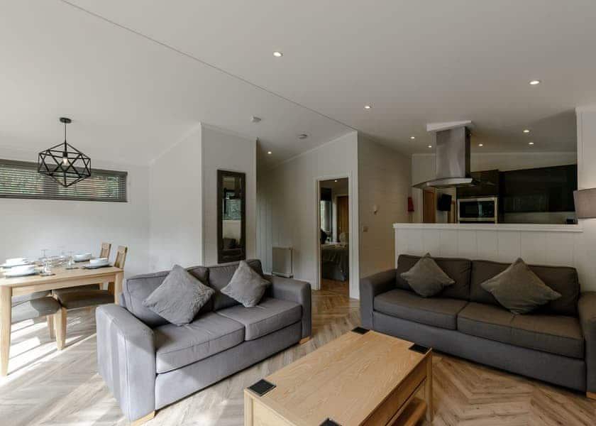 Open-plan lodge interior