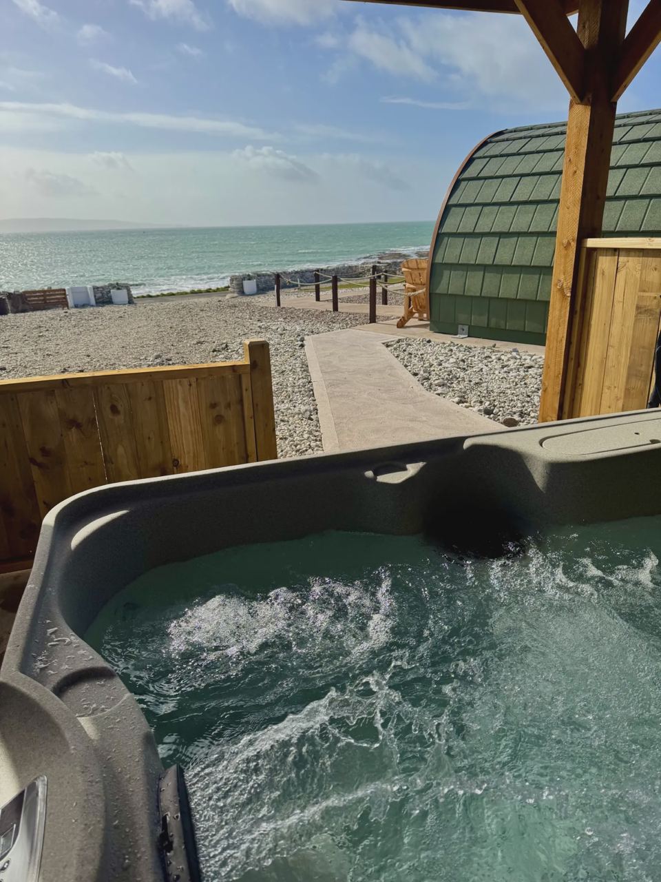 Hot tub beside the pod