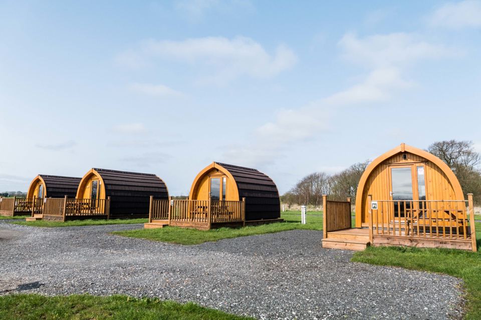 Glamping pods on gravel