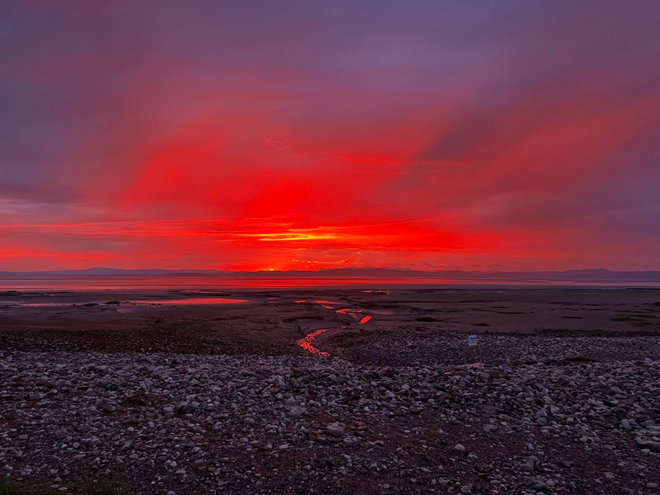 Sunset over the bay shore