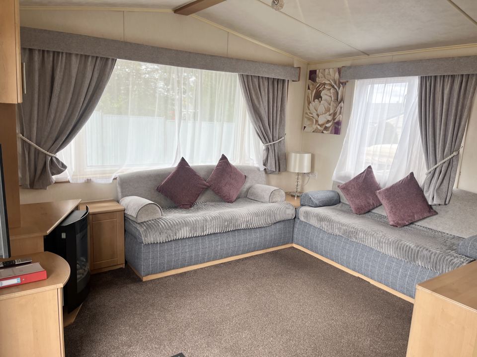 Corner sofa in a caravan