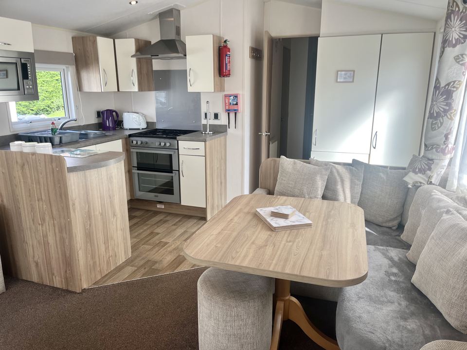 Caravan kitchen and seating