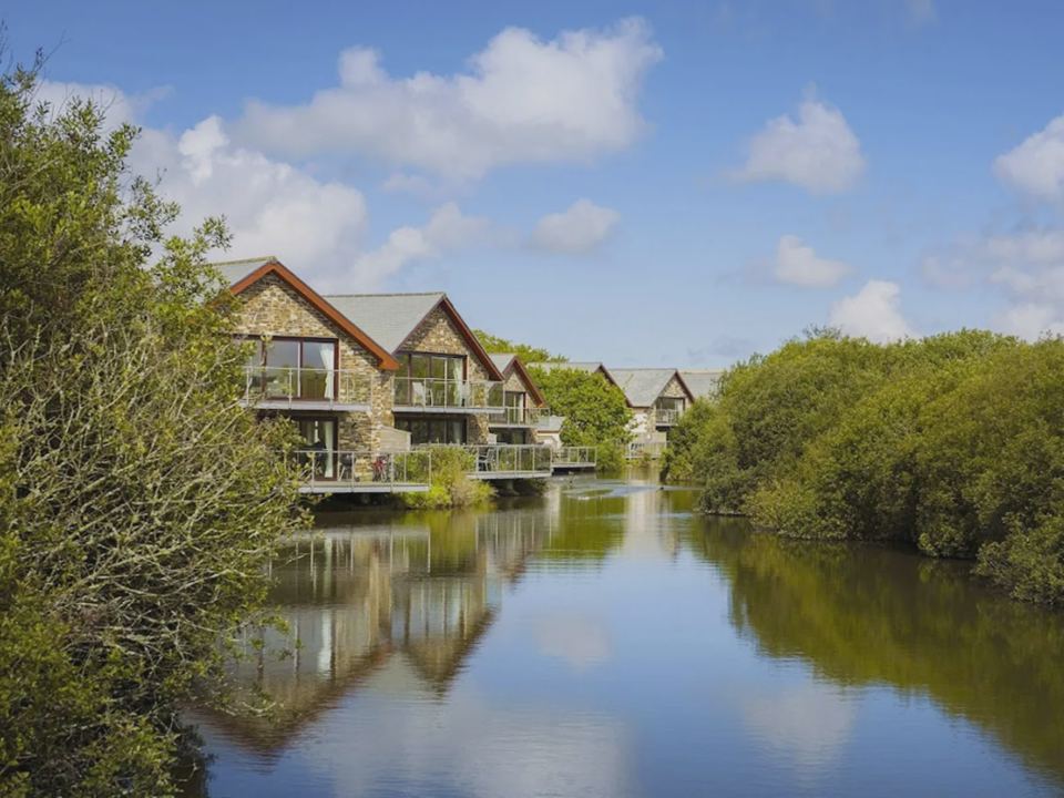 Lakeside apartments above the water