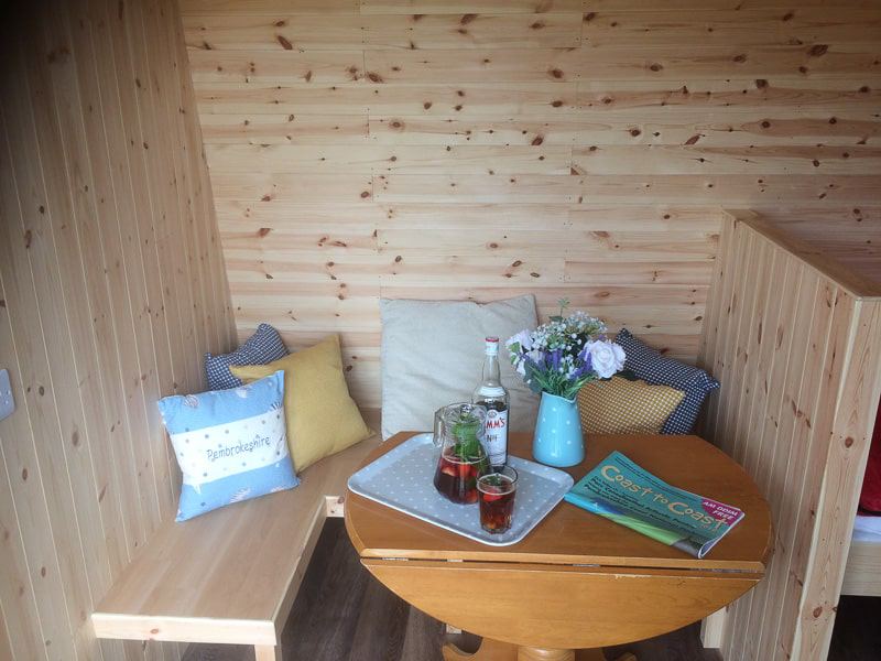 Dining nook inside a pod