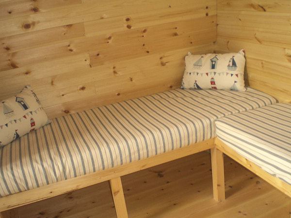 Bench seating inside a pod