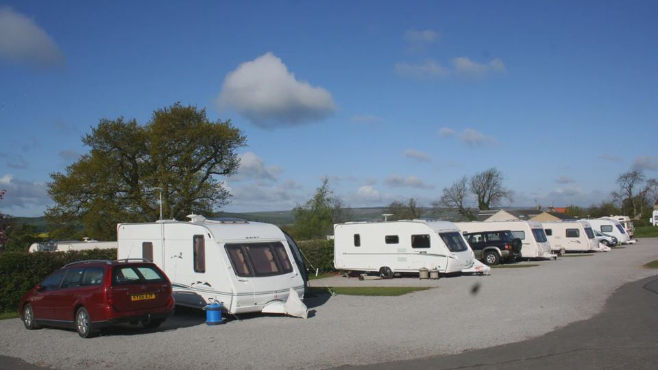 Caravans on hardstanding with Dales view