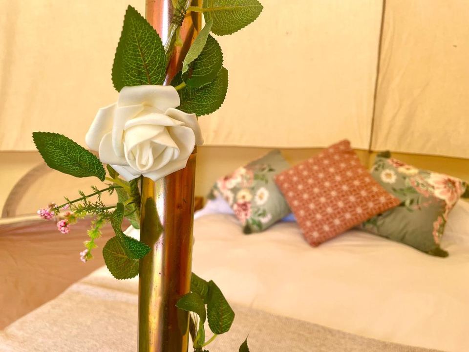 Inside a dressed bell tent