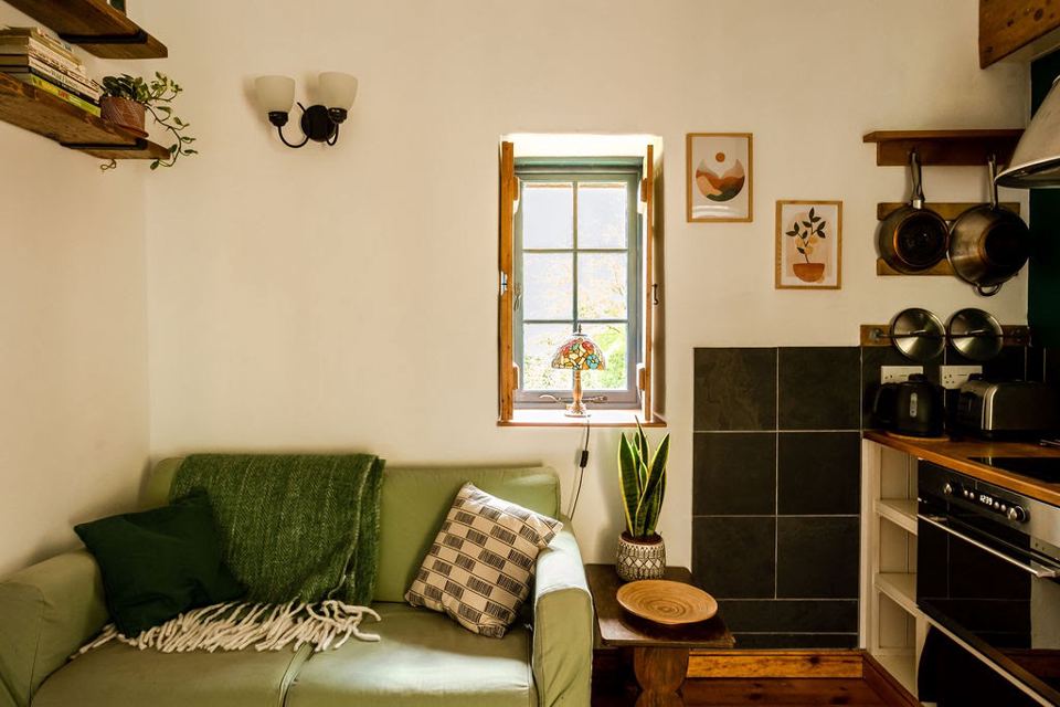 Living area and kitchen