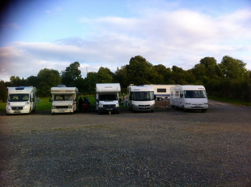 Motorhomes on gravel parking