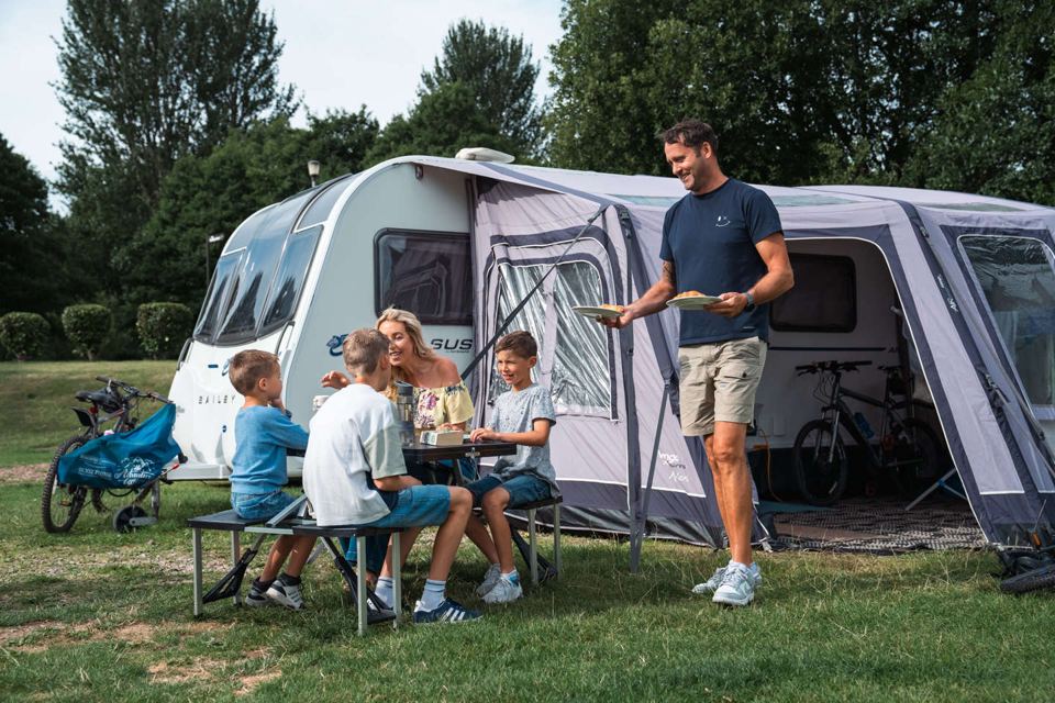 Caravan with awning