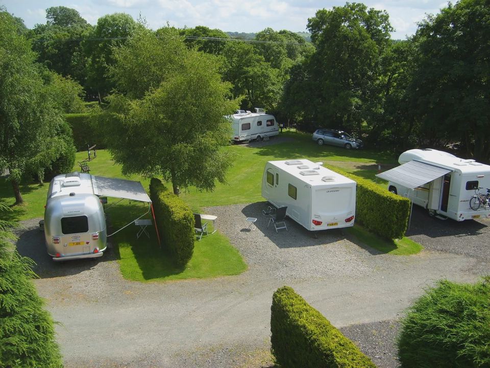 Caravans and motorhomes on the grass
