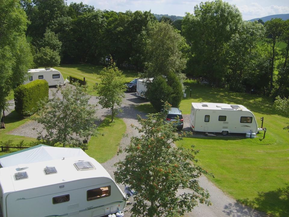 Caravans on the grass pitches