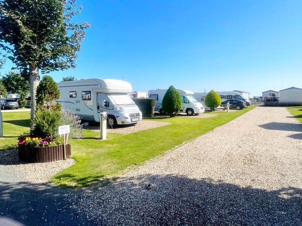 Motorhome on a landscaped pitch