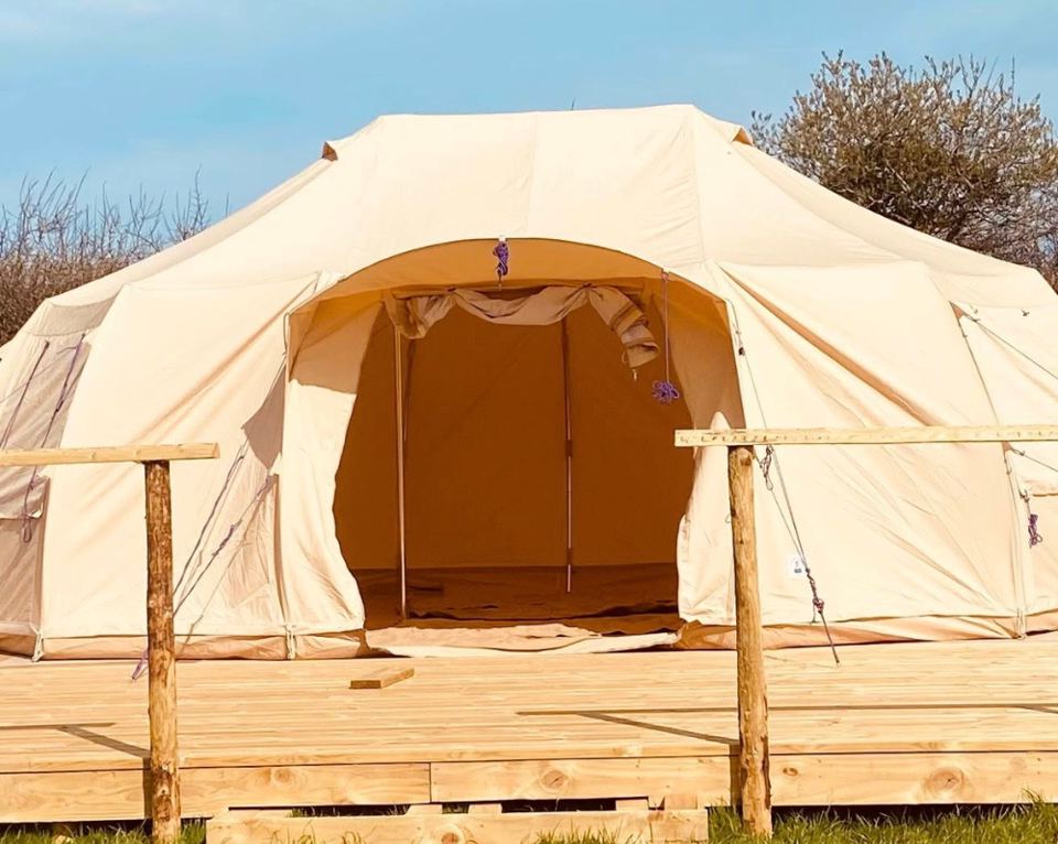 Bell tent on decking