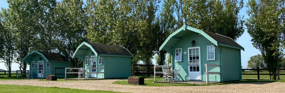 Wooden glamping cabins