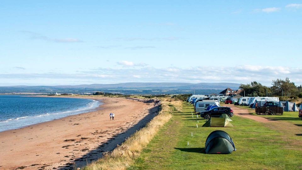 Pitches along Rosemarkie Bay beach