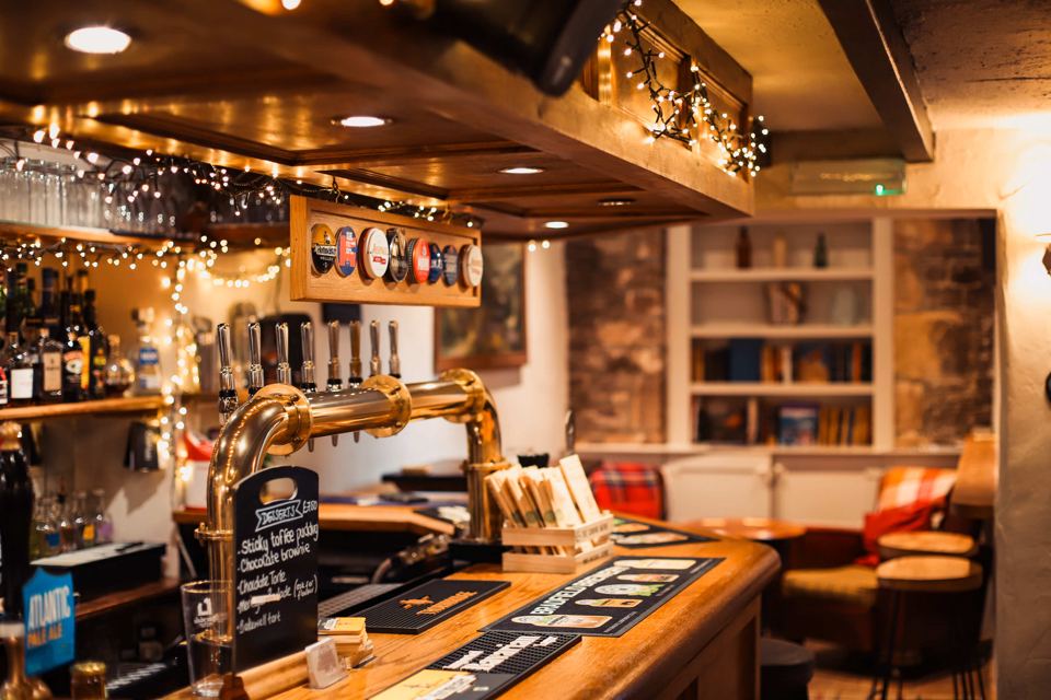 Inside the pub bar