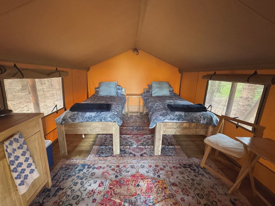 Two single beds inside