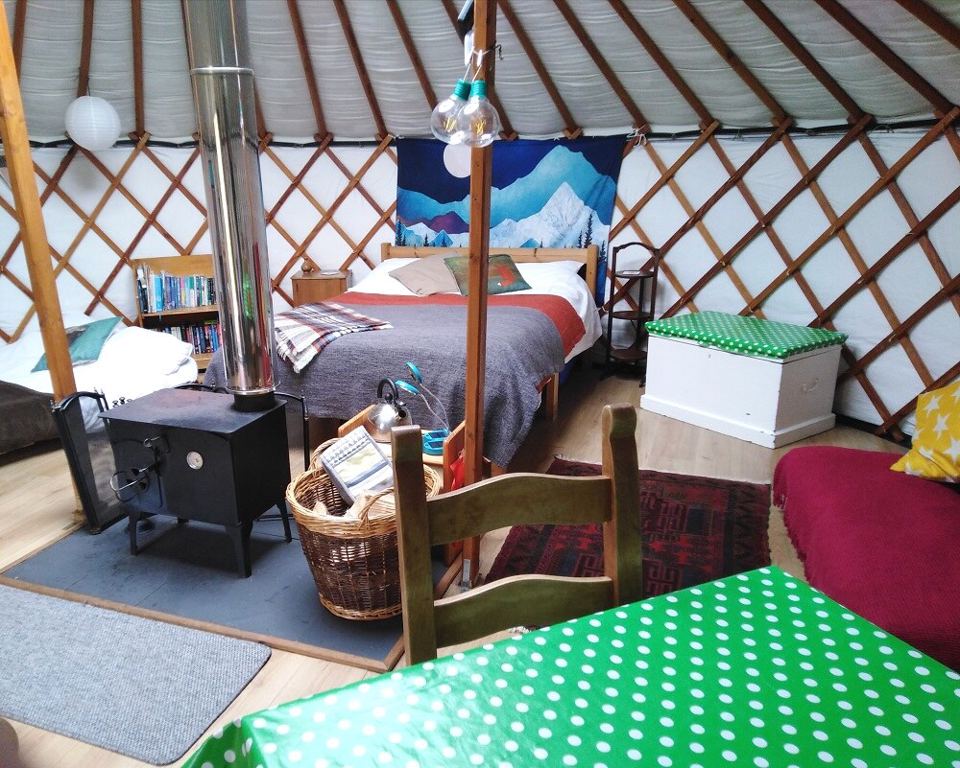 Inside a yurt