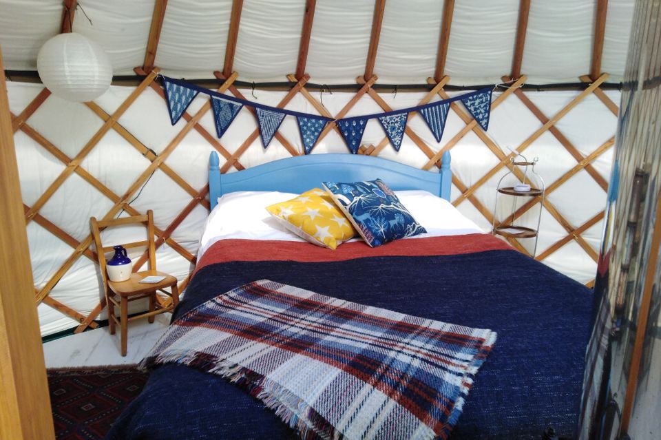 Double bed in a yurt