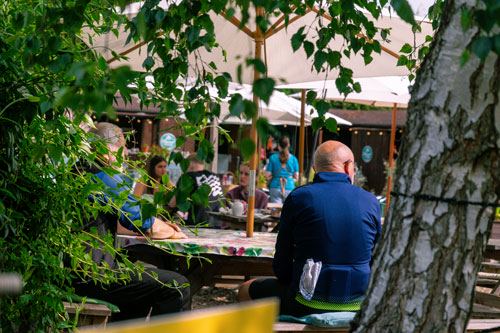 Outdoor seating at the cafe