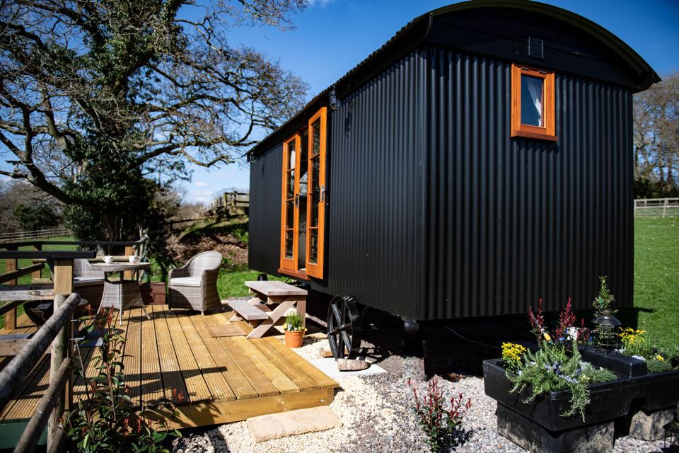 Shepherd's hut with decking