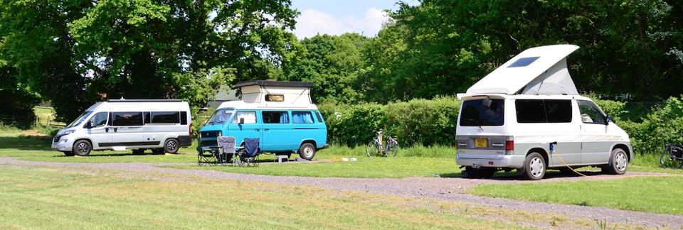 Campervans on grass pitches