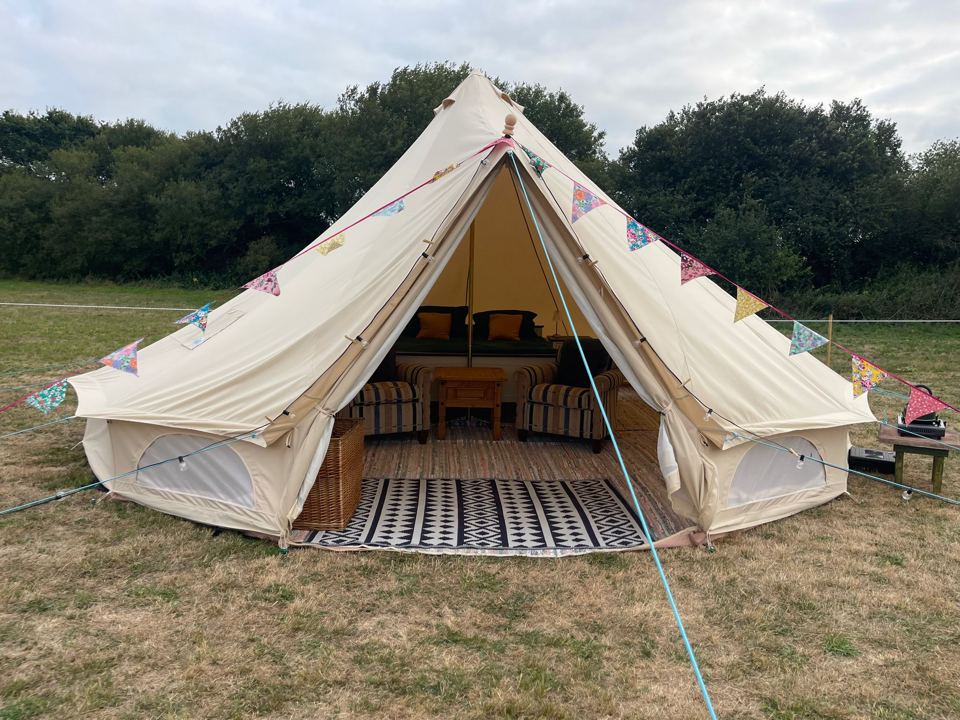 Bell tent with bunting