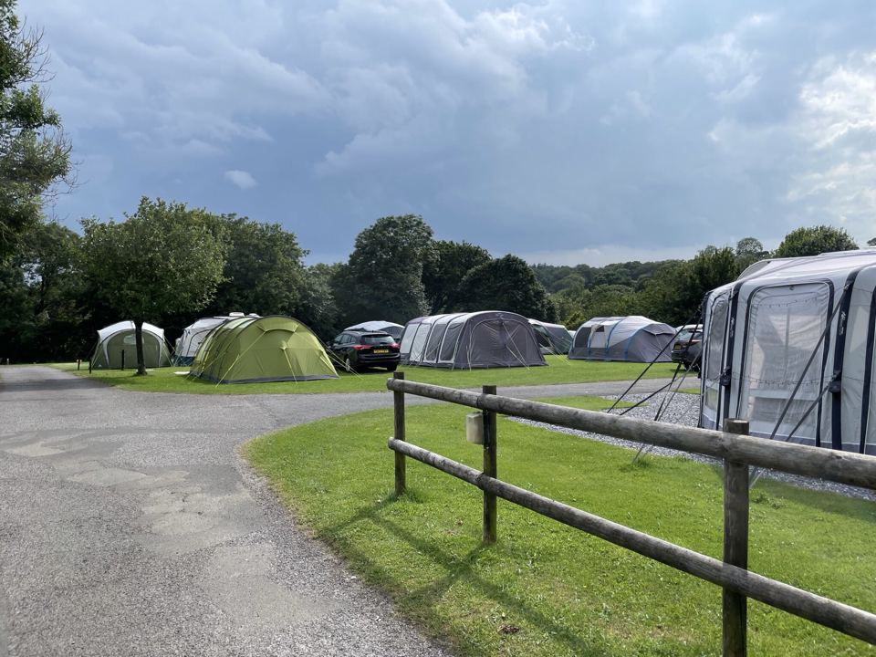 Tents and caravans on the grass