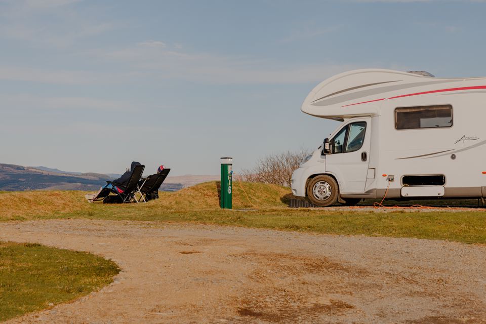 Motorhome pitch with sea views