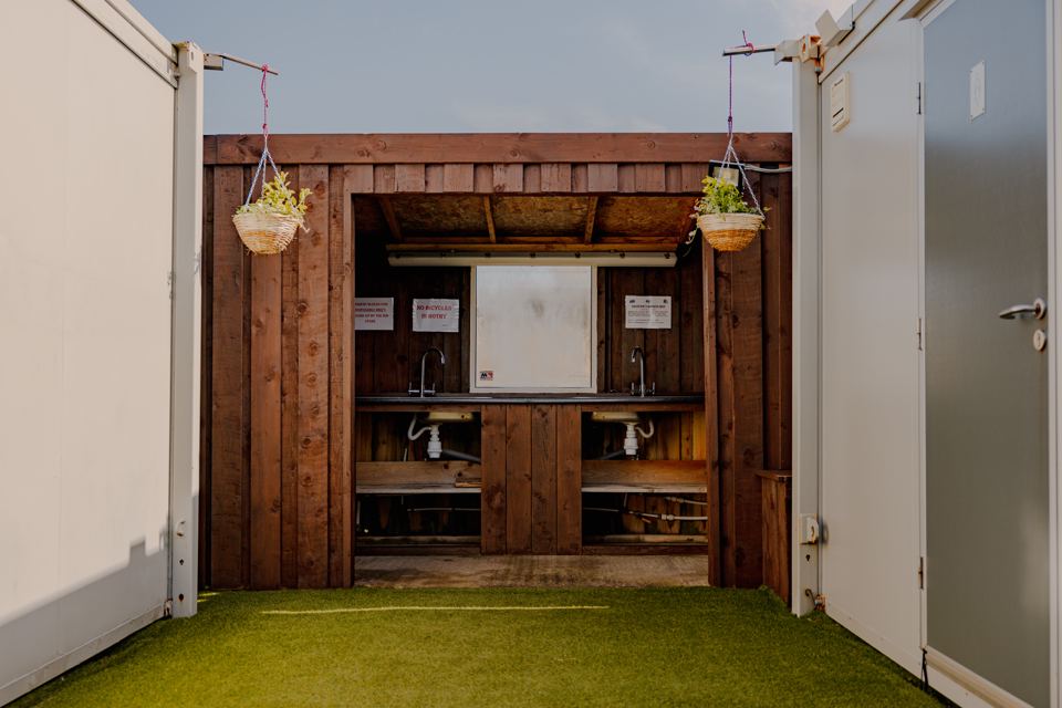 Sheltered washroom sinks