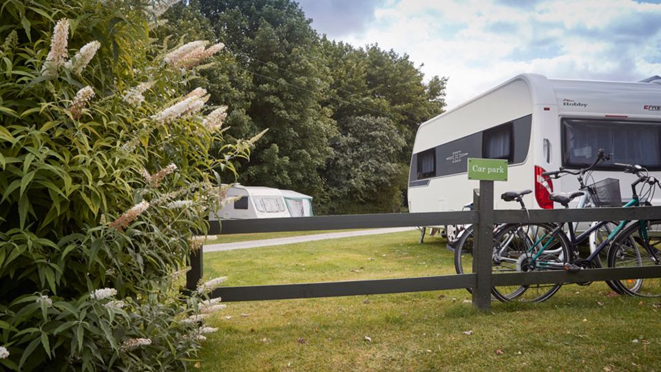 Caravan pitch with bikes