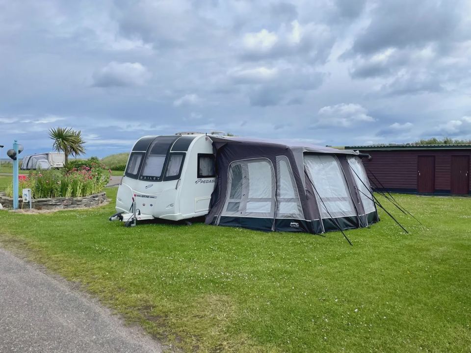 Caravan with awning