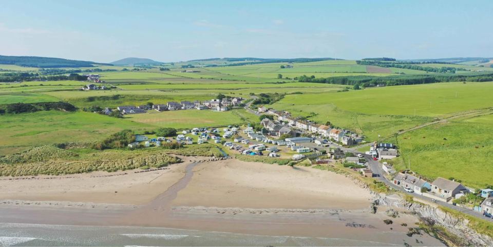 Sandend village and bay from above