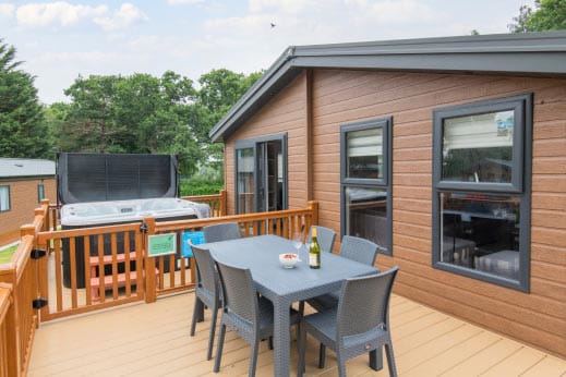 Lodge with hot tub