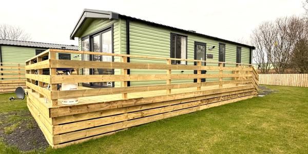 Caravan with new timber deck