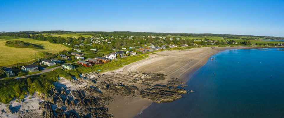 Sandy beach and the park from above