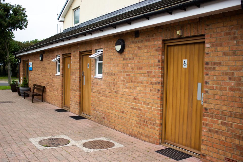 Toilet and shower block