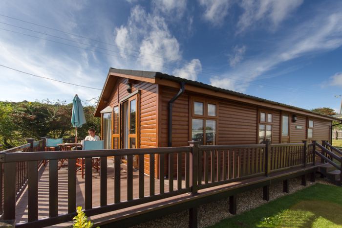 Timber lodge with decking