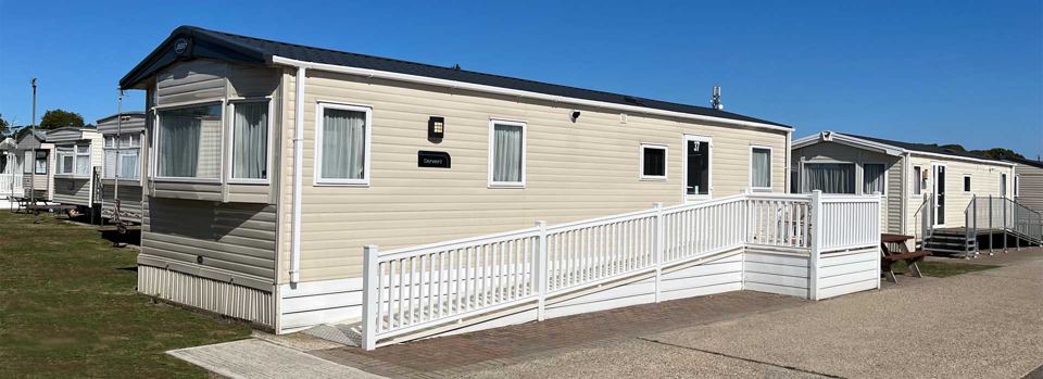 Holiday caravan with ramp