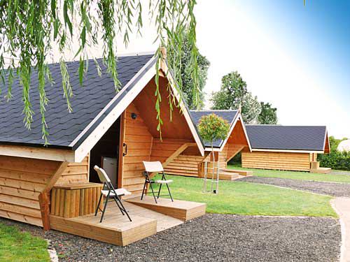 Camping huts on gravel