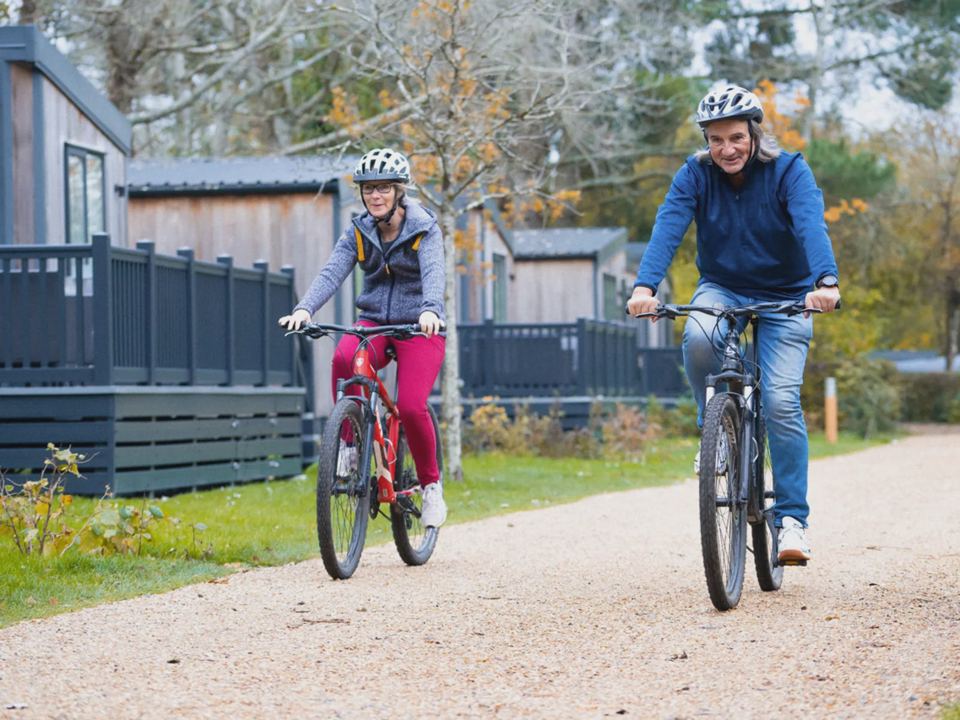 Cycling past the lodges
